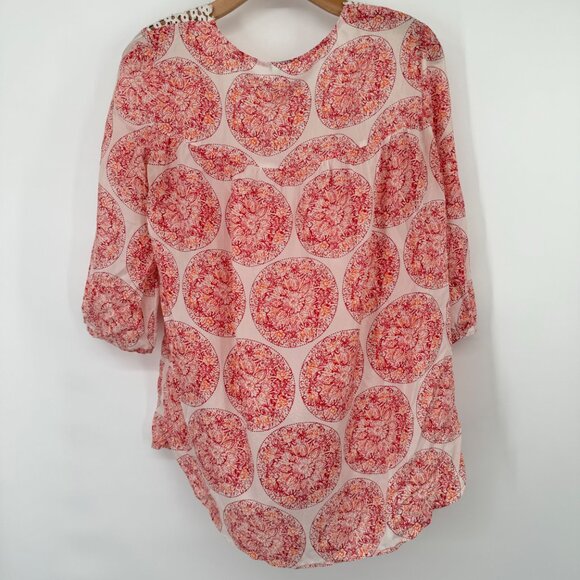 Calypso St. Barth For Target 100% Silk Pink pattern  Blouse  tunic size Medium - Picture 9 of 10